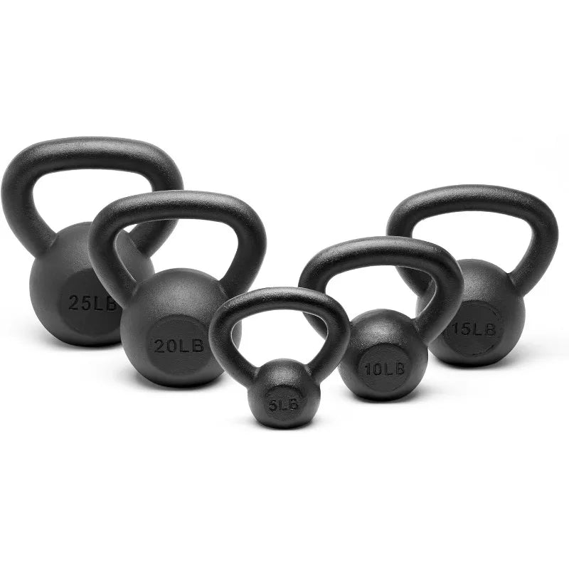 Powder Coated Solid Cast Iron Kettlebell Weights Set