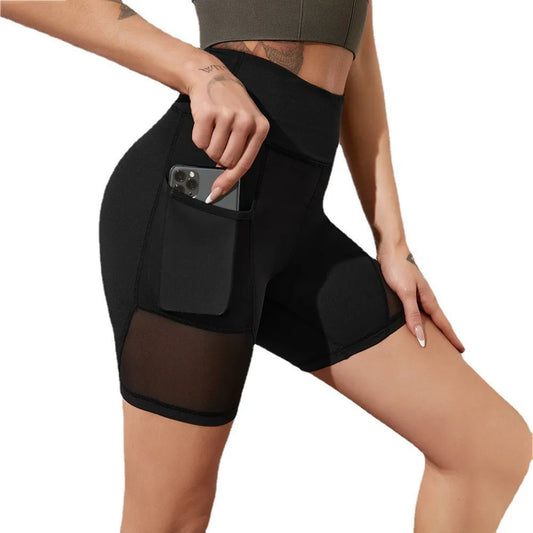 S to XL Western Big Women Phone Pocket Nylon Sports Shorts