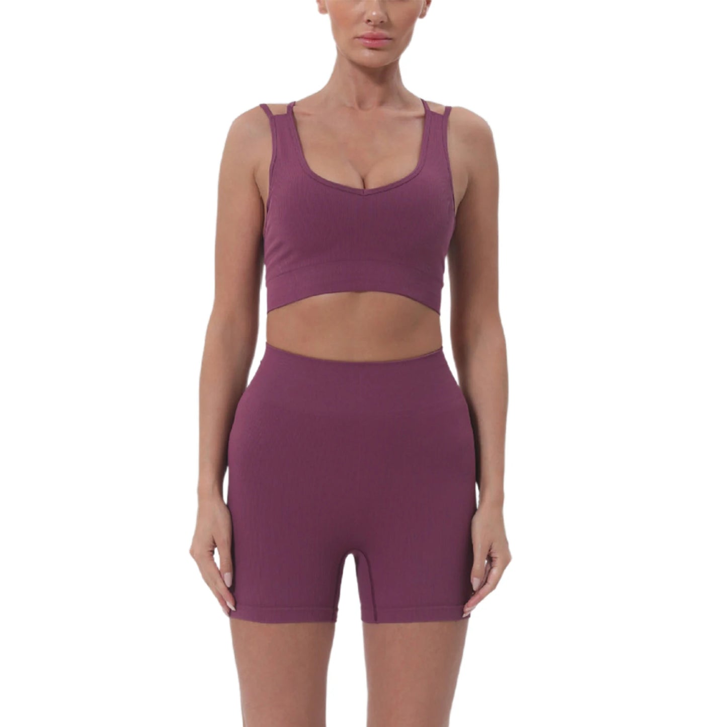 2 Piece Outfits Sleeveless Crop Tops High Waisted Shorts Set