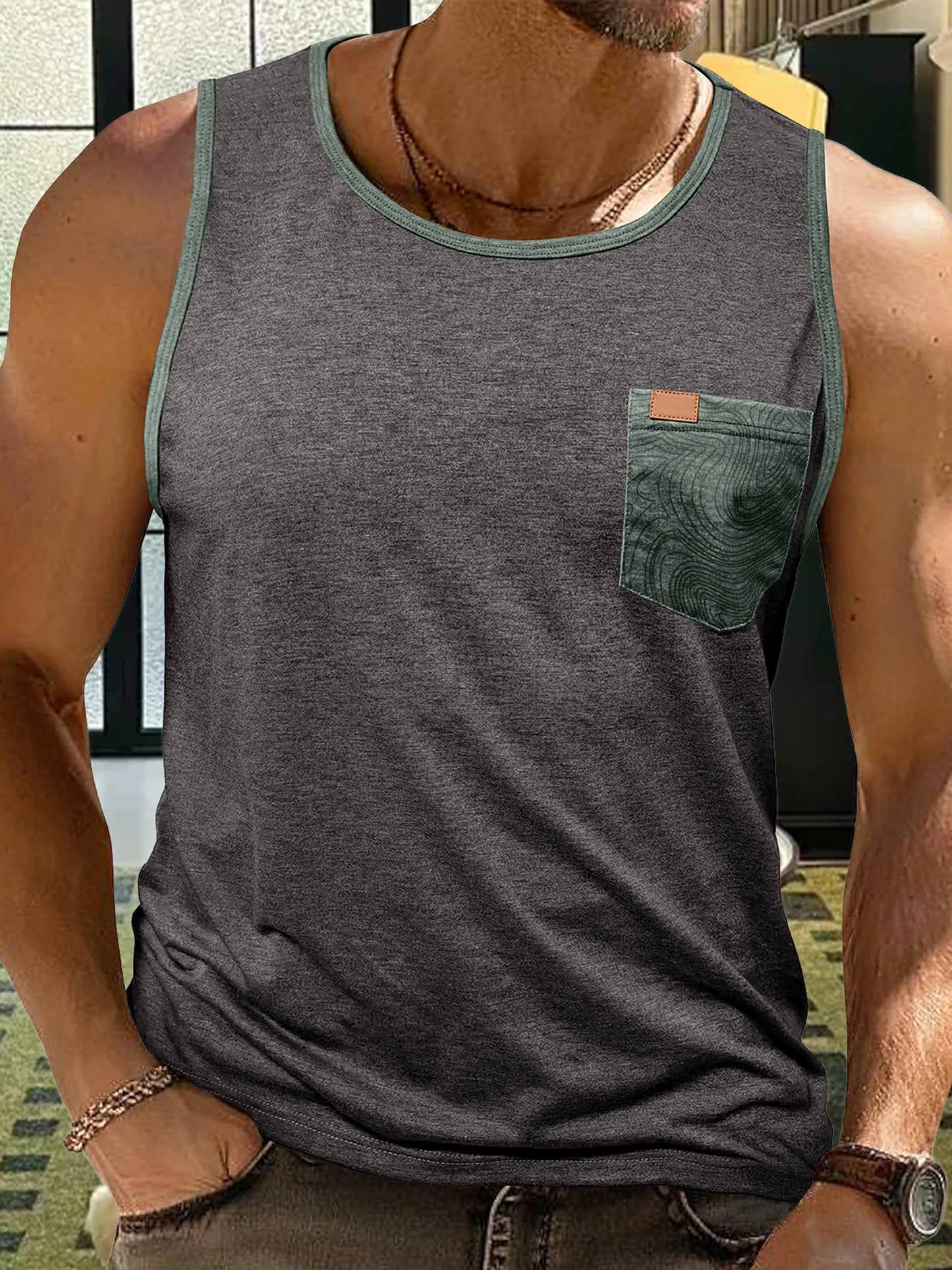 Men Sleeveless Crew Neck