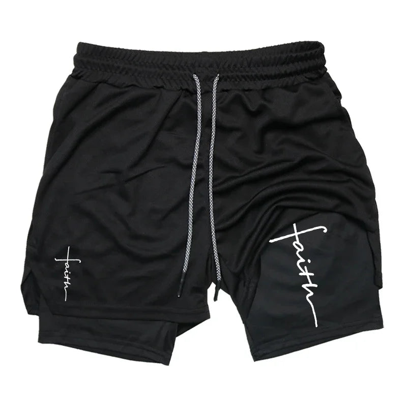 Cross Graphic 2 in 1 Workout Running Shorts for Men