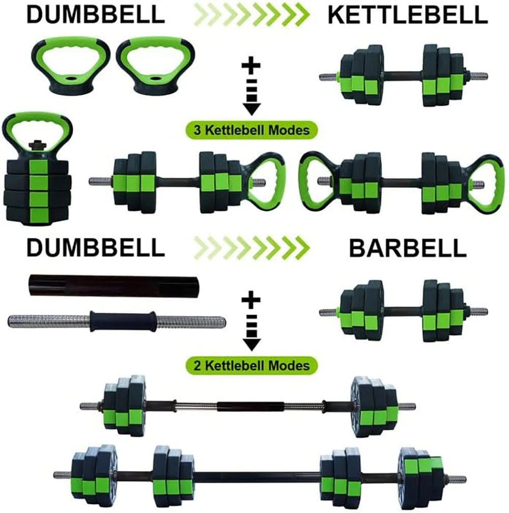 4 in 1 Adjustable Dumbbell Set,44lbs Weight Set with Iron Handle Used as Kettlebell