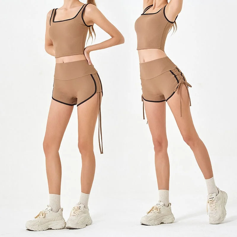 Women's Thin Drawstring Sports Yoga Shorts
