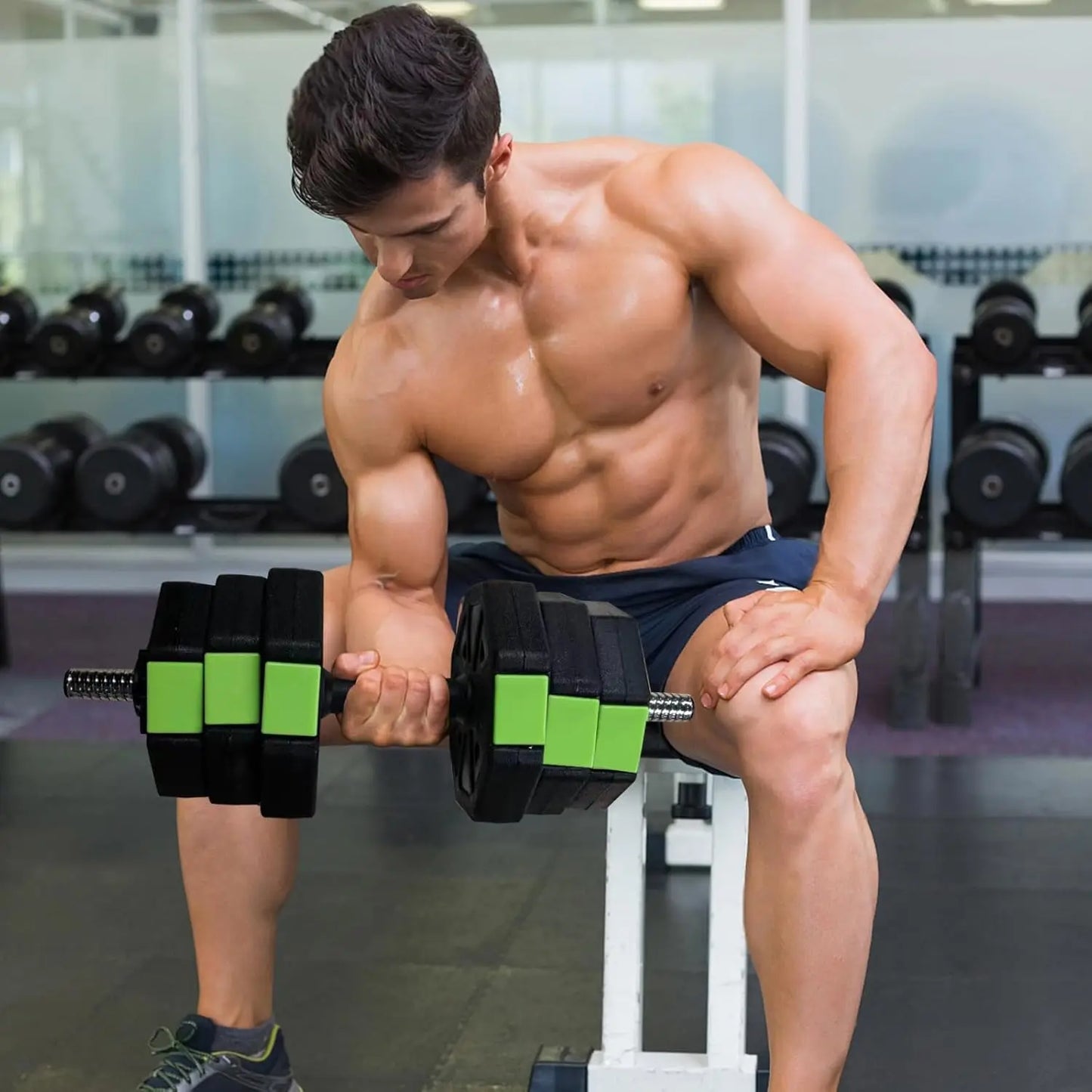 4 in 1 Adjustable Dumbbell Set,44lbs Weight Set with Iron Handle Used as Kettlebell