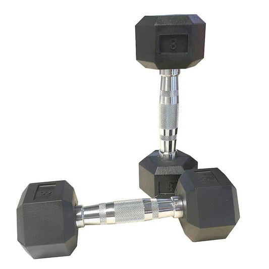8LB Rubber Coated Solid Cast Iron Dumbbells Set - 2 Pieces