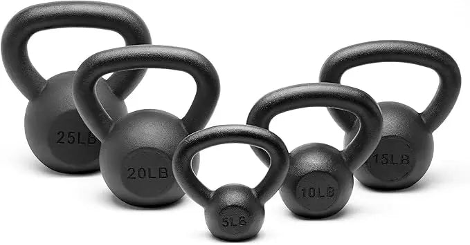 Powder Coated Solid Cast Iron Kettlebell Weights Set