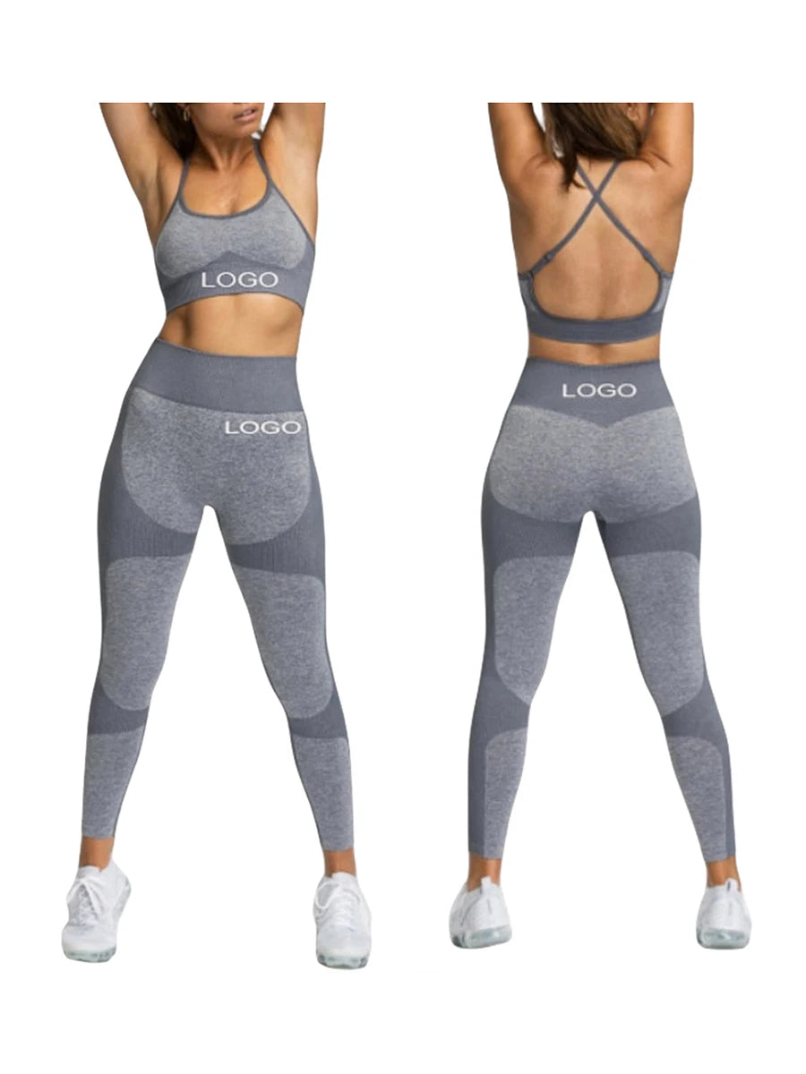 Crop Top with High Waist Leggings 2-Piece Workout