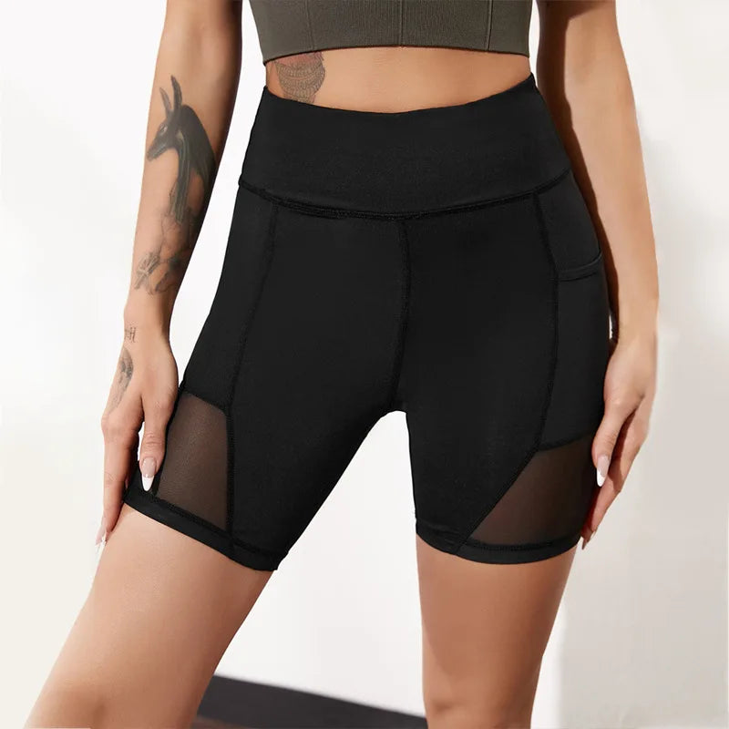S to XL Western Big Women Phone Pocket Nylon Sports Shorts