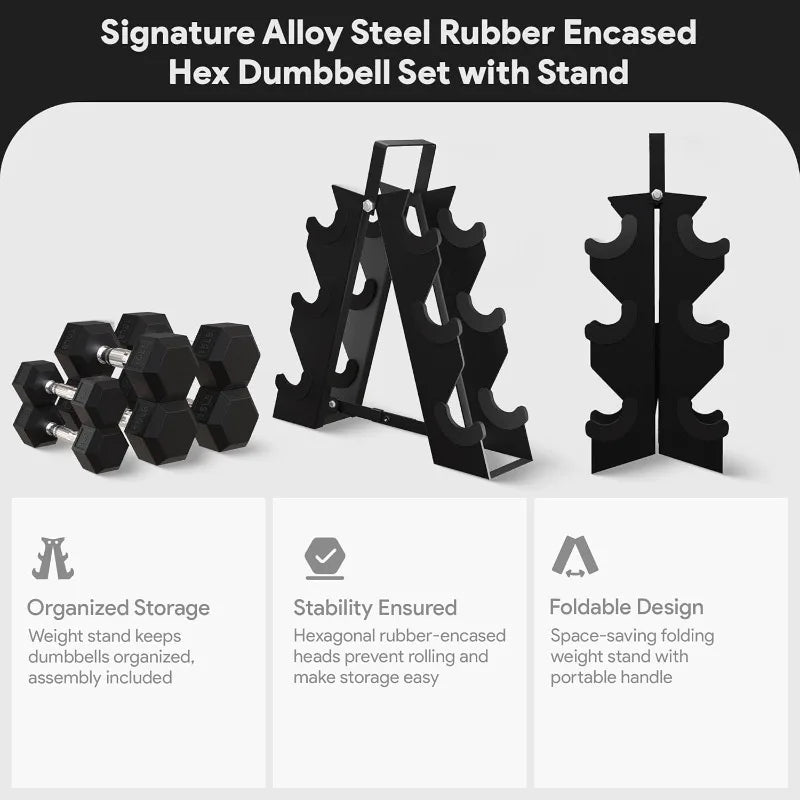 BalanceFrom Premium Rubber Encased Hex Dumbbell Sets