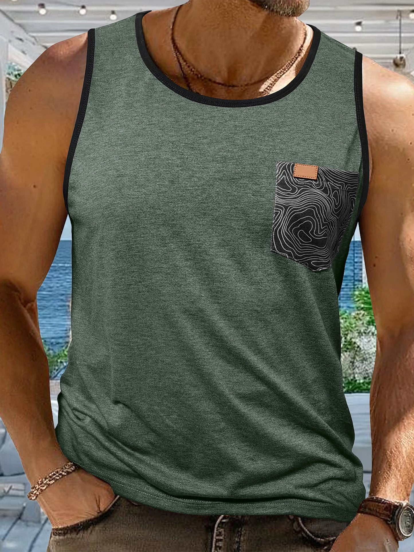 Men Sleeveless Crew Neck