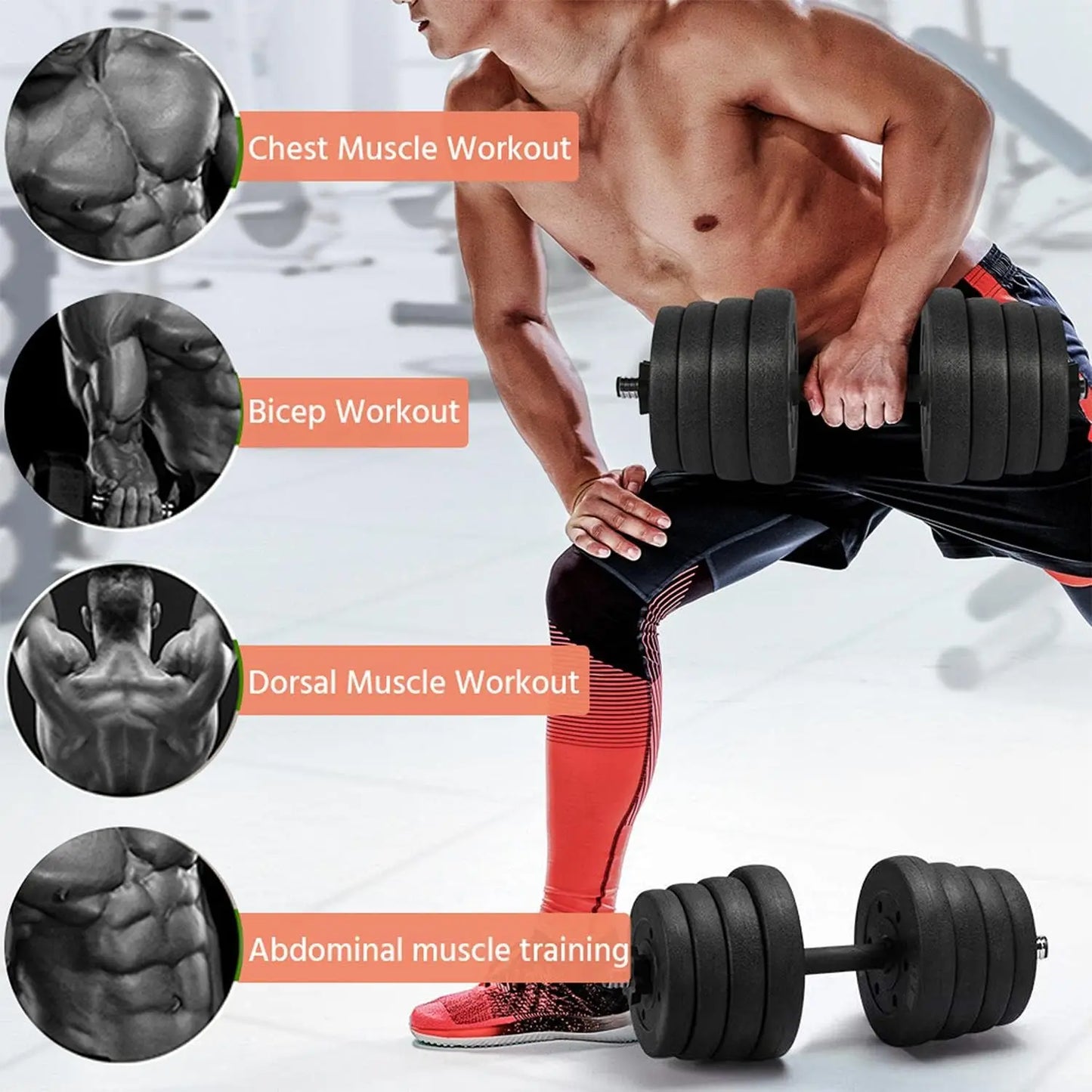66LB Adjustable Dumbbell Weight Set