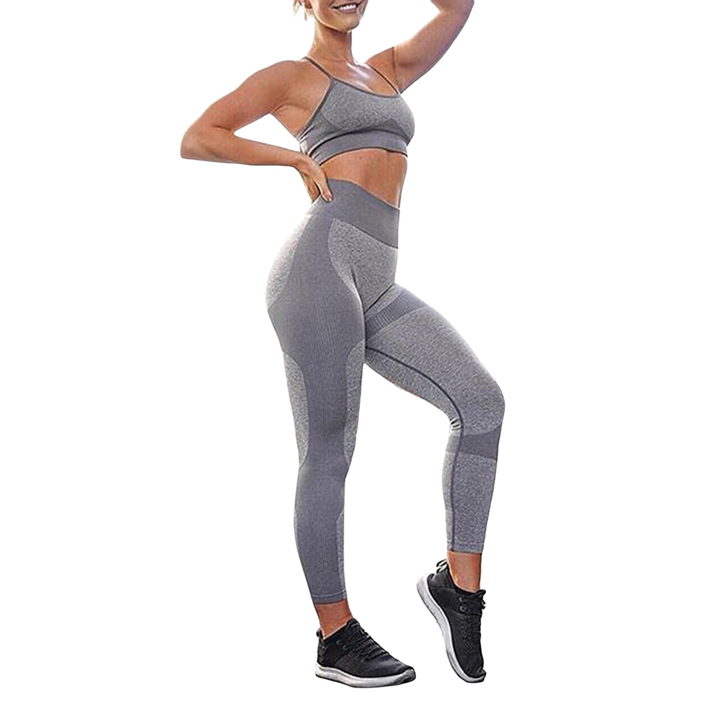 Crop Top with High Waist Leggings 2-Piece Workout
