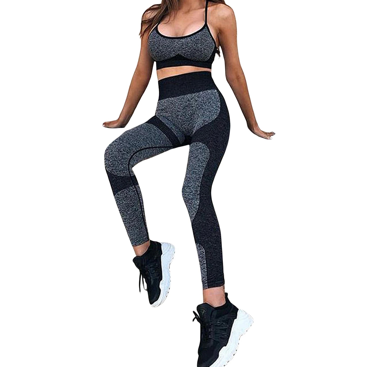 Crop Top with High Waist Leggings 2-Piece Workout