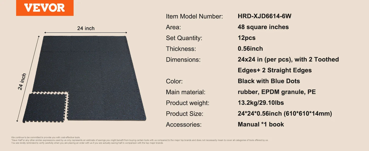 SucceBuy 0.56 Inch 25 Tiles Rubber Top